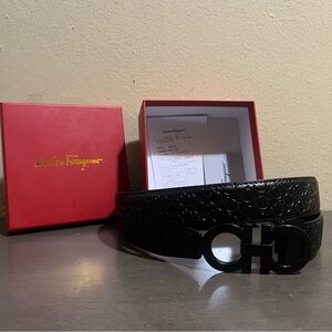 Salvatore Ferragamo Black pattern Belt black buckle